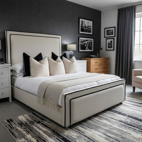 Pipping bed frame plush - plush, velvet