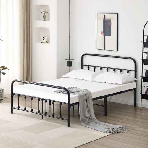 Metal bed frame with headboard - metal,