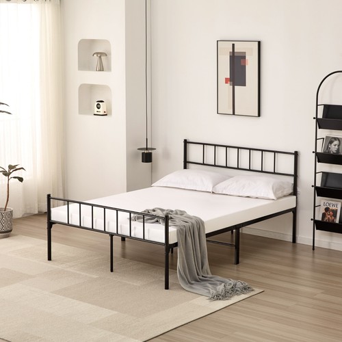 Metal bed frame with headboard - metal,